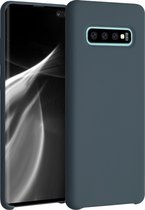 kwmobile telefoonhoesje geschikt voor Samsung Galaxy S10 Plus / S10+ - Hoesje met siliconen coating - Smartphone case in leisteen
