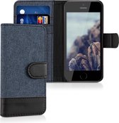 kwmobile telefoonhoesje voor Apple iPhone SE (1.Gen 2016) / iPhone 5 / iPhone 5S - Hoesje met pasjeshouder in donkerblauw / zwart - Case met portemonnee