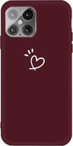 Three Dots Love-heart Pattern Frosted TPU beschermhoes voor iPhone 12 Pro Max (wijnrood)