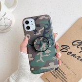Schokbestendige IMD Camouflage TPU-beschermhoes met houder voor iPhone 11 Pro (bruin)