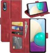 Voor Samsung Galaxy A02 / M02 Dual-side magnetische gesp horizontale flip lederen tas met houder & kaartsleuven & portemonnee (rood)