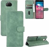 Voor Sony Xperia 8 Lite Effen Kleur Huid Voel Magnetische Gesp Horizontale Flip Kalf Textuur PU Lederen Case met Houder & Kaartsleuven & Portemonnee (Groen)