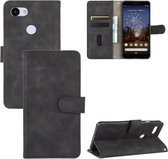 Voor Google Pixel 3a Effen Kleur Huid Voel Magnetische Gesp Horizontale Flip Kalf Textuur PU Lederen Case met Houder & Kaartsleuven & Portemonnee (Zwart)