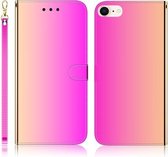 Voor iPhone 7/8 Geïmiteerd Spiegeloppervlak Horizontale Flip Leren Case met Houder & Kaartsleuven & Portemonnee & Lanyard (Kleurverloop)