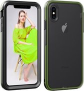 Voor iPhone X / XS TPU + PC Polish Case Drop & Shockproof & Krasbestendig (Zwart + Groen)