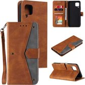 Voor Samsung Galaxy A12 5G Stiksels Kalfsstructuur Horizontale Flip Leren Case met Houder & Kaartsleuven & Portemonnee (Bruin)