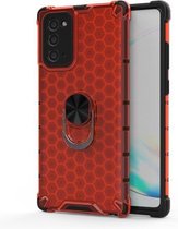 Voor Samsung Galaxy Note 20 schokbestendige honingraat PC + TPU ringhouder beschermhoes (rood)