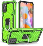 Voor Samsung Galaxy A41 Cool Armor PC + TPU schokbestendig hoesje met 360 graden rotatie ringhouder (groen)