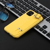 Voor iPhone 11 schokbestendig effen kleur TPU-hoesje met polsband (geel)