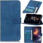 Voor Google Pixel 5A 5G KHAZNEH Retro Textuur PU + TPU Horizontale Flip Leren Case met Houder & Kaartsleuven & Portemonnee (Blauw)