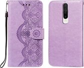 Voor Xiaomi Redmi K30 Flower Vine Embossing Pattern Horizontale Flip Leather Case met Card Slot & Holder & Wallet & Lanyard (Purple)