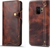 Voor Galaxy S9 Denior Oil Wax Koeienhuid Magnetische Knop Horizontale Flip Leren Case met Kaartsleuven & Portemonnee (Bruin)