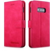 Voor Galaxy S10e Diaobaolee Pure Fresh Texture Horizontale Flip Leather Case, met houder & kaartsleuf & portemonnee & fotolijst (rood)