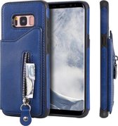 Voor Galaxy S8 effen kleur dubbele gesp rits schokbestendig beschermhoes (blauw)