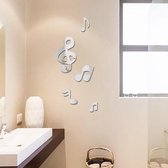 3D Muzieknoten Acryl Spiegels Muursticker Home Decor Woonkamer Wanddecoratie Kunst DIY Muurstickers (Zilver)