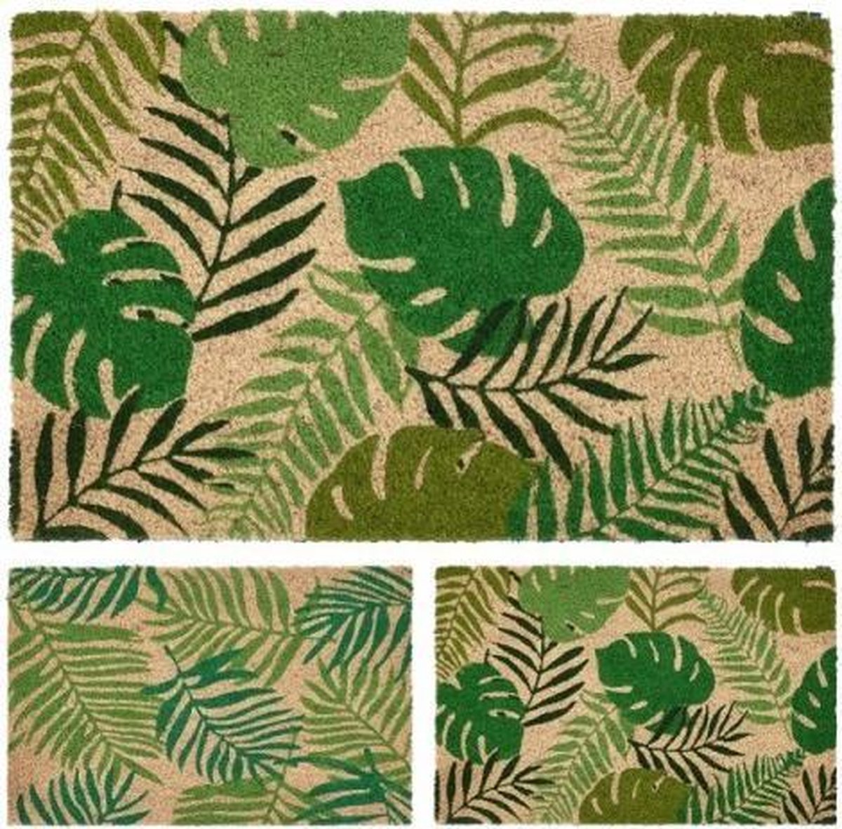Excellent Houseware - Deurmat - Kokosmat - naturel met patroon 39x59cm -