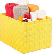 relaxdays panier de rangement salle de bain - poignées - panier de salle de bain - tressé - panier à jouets jaune