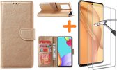 Samsung A52 hoesje bookcase Goud - Samsung Galaxy A52 5G hoesje wallet cover met Pasjeshouder - 2x Samsung A52 screenprotector