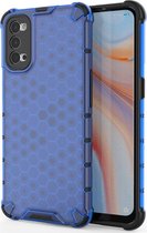 OPPO Reno 4 Hoesje - Mobigear - Honeycomb Serie - Hard Kunststof Backcover - Blauw - Hoesje Geschikt Voor OPPO Reno 4