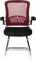 Vergaderstoel - Met Armleuning - Stof/Netstof - Zwart/Rood - Ergonomisch