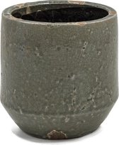 Aardewerk pot grijs - grijze bloempot - KY Decorations - 17x17x17cm