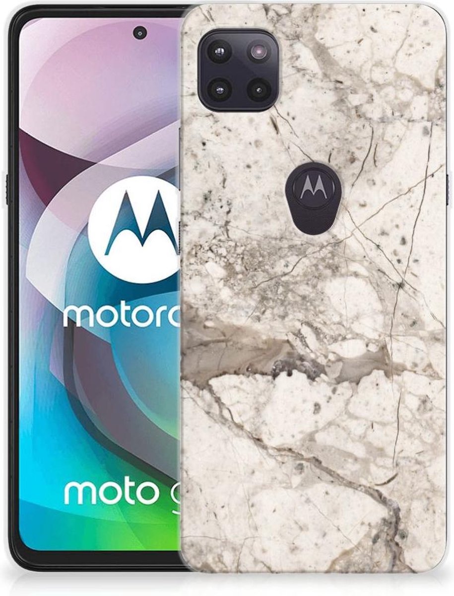 Motorola Moto G 5G TPU Siliconen Hoesje Marmer Beige