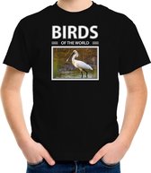 Dieren foto t-shirt Lepelaar vogel - zwart - kinderen - birds of the world - cadeau shirt vogel liefhebber - kinderkleding / kleding 122/128