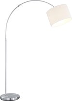 LED Vloerlamp - Trinon Hotia - E27 Fitting - Verstelbaar - Rond - Mat Wit - Aluminium