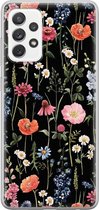 Samsung Galaxy A52 hoesje siliconen - Dark flowers - Soft Case Telefoonhoesje - Print / Illustratie - Goud