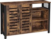 Kast, Dressoir met 2 deuren, verstelbare planken, voor eetkamer, woonkamer, keuken, 114 x 33 x 75 cm, industrieel ontwerp, vintage bruin-zwart