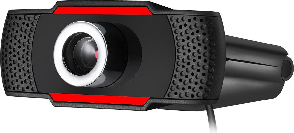 Adesso CyberTrack H3 Webcam 720p HD - Met Microfoon - Plug & Play - Zwart/rood - Auto Focus Lens - Verstelbaar - Voor Windows Mac en Android - 1.3 mega pixel