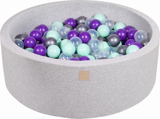 KiddyMoon Schuim Ballenbak Voor Kinderen Met Ballen 7 Cm Gemaakt In EU, Donkergrijs:Grijs-Wit-Turkoois,120X30cm/300 Ballen