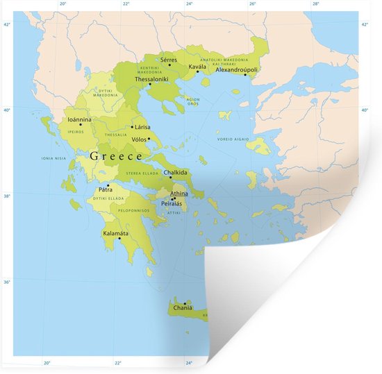 Muurstickers - Groene kaart van Griekenland - 120x120 cm - Plakfolie XXL |  bol.com