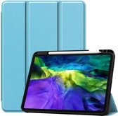 iPad Hoes voor Apple iPad Pro 2021 Hoes Cover - 11 inch - Tri-Fold Book Case - Apple Pencil Houder - Licht Blauw