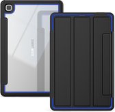 Tablet Hoes geschikt voor Samsung Galaxy Tab A7 (2020) - Tri-Fold Book Case met Transparante Back Cover en Pencil Houder - 10.4 Inch - Blauw/Zwart