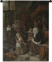 Tapisserie Jan Steen - La fête de Saint Nicolas - Peinture de Jan Steen Tapisserie coton 90x120 cm - Tapisserie murale avec photo