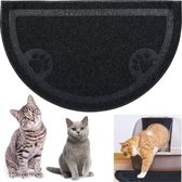 Relaxdays kattenbakmat - antislip- uitloopmat kattenbak - schoonloopmat kat - halfrond - zwart