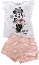Disney Minnie Mouse 2-delige set - met zilverkleurige  glitterprint - roze/wit - maat 98 (3 jaar)