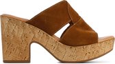 Mace Sandalen Dames / Damesschoenen - Suède - Plateauhak hoogte 8 cm - M1070 - Bruin - Maat 36