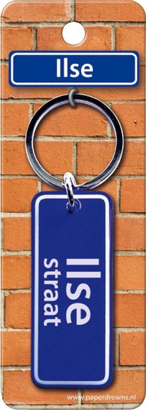 Paper Dreams Sleutelhanger Straatnaam Ilse 9 Cm Staal Blauw