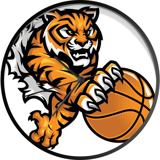 Klok Basketbal illustration Ø 30 cm Un tigre attrape le basket avec