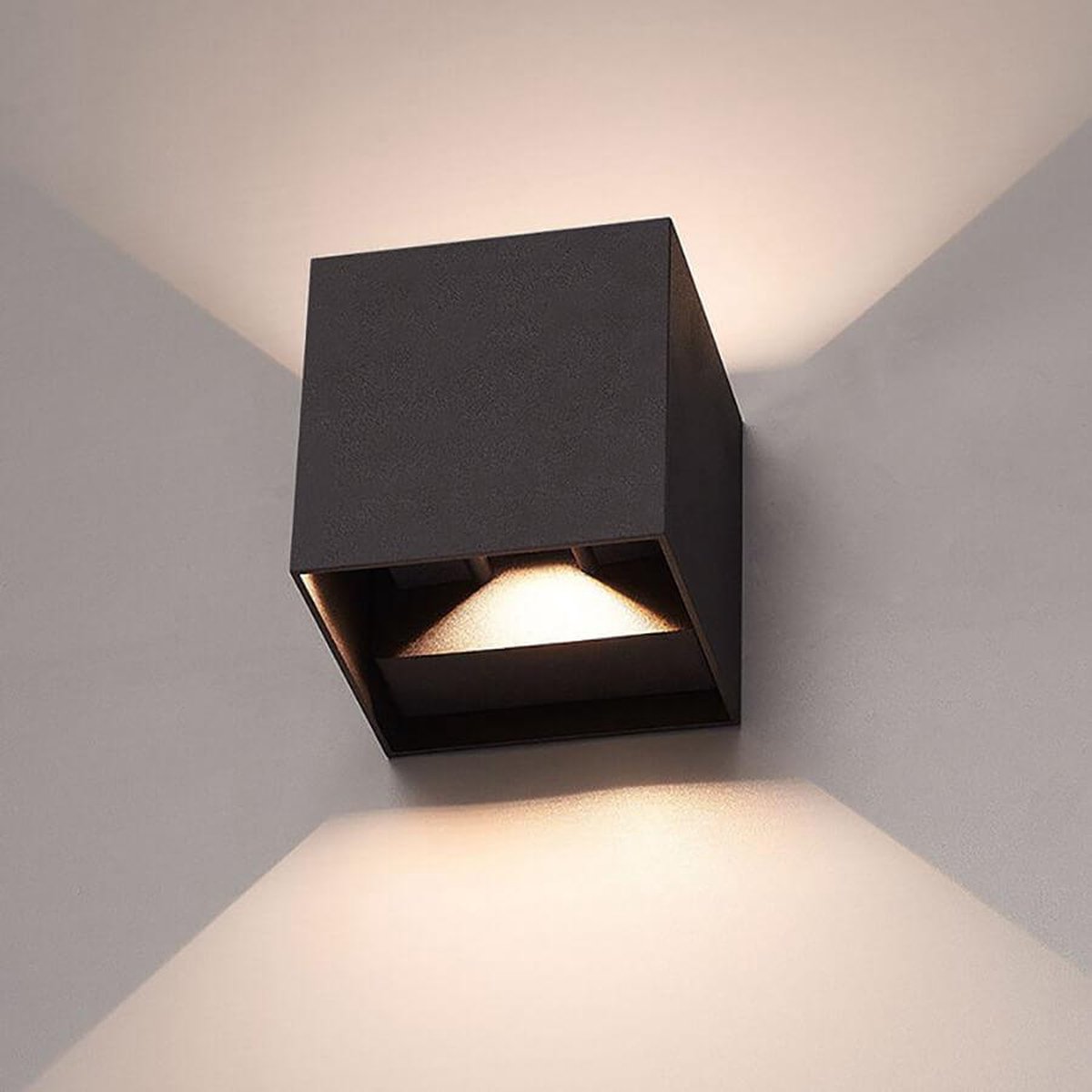HOFTRONIC™ Wandlamp LED Zwart - Kubus tweezijdig oplichtend - geschikt voor  binnen en... | bol.com