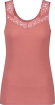 Hunkemöller Dames Nachtmode Singlet Rib Lace  - Roze - maat S