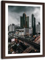 Foto in frame , Donkere wolken boven de stad ,80x120cm , Multikleur , wanddecoratie