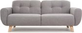 HEXAGONE - MORA 3-zits vaste bank - Lichtgrijze stof - B 194 x D 93 x H 78 cm