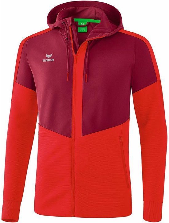 Erima Squad Trainingsjack Met Capuchon Bordeaux-Rood Maat S