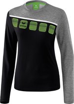 Erima Teamline 5-C Longsleeve Dames Zwart-Grijs Melange-Wit Maat 40