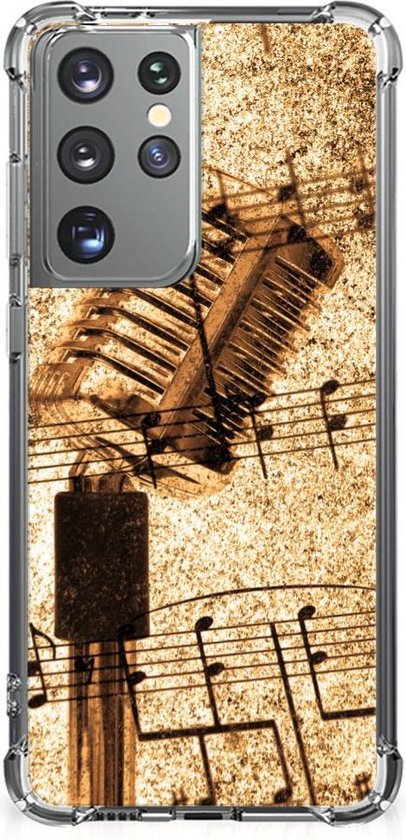 Coque de téléphone portable adaptée au Samsung Galaxy S21 Ultra , coque arrière en Siliconen avec bord transparent, partitions musicales
