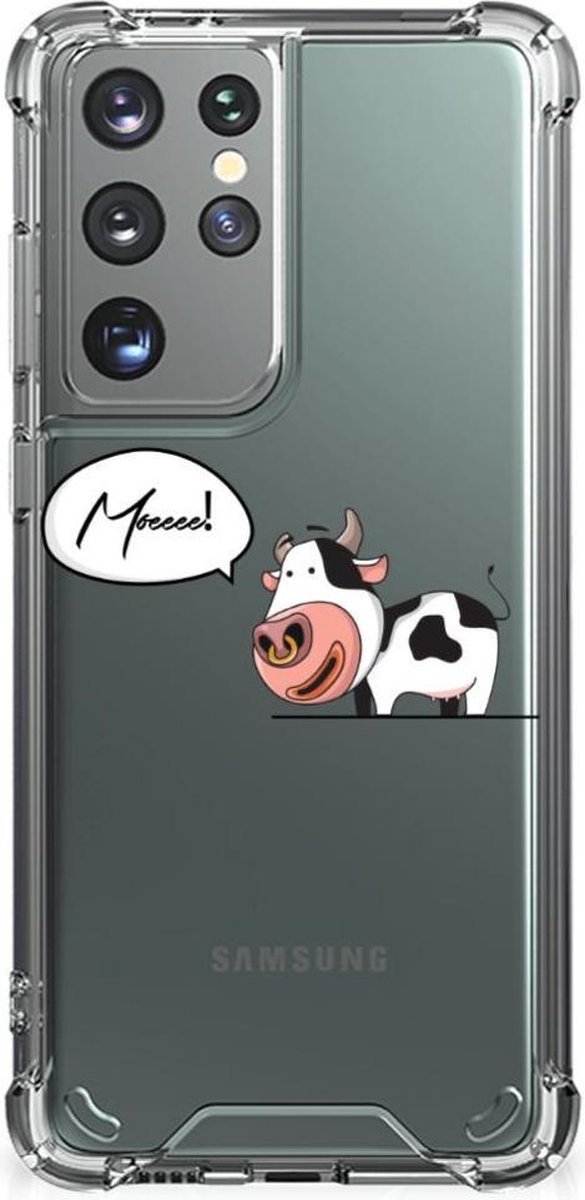 Samsung Galaxy S21 Ultra Stevig Bumper Hoesje Cow