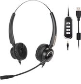 headset met microfoon - Deluxe headset pc, 3,5 mm en USB-headset met ruisonderdrukkende microfoon for Thuiskantoor, bedrade hoofdtelefoon for smartphone, Skype, Zoom, online cursus, Thuiskant